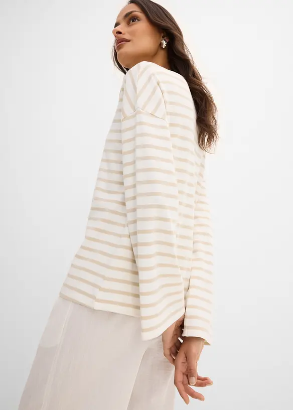 T-shirt manches longues ray&eacute; en coton, bonprix