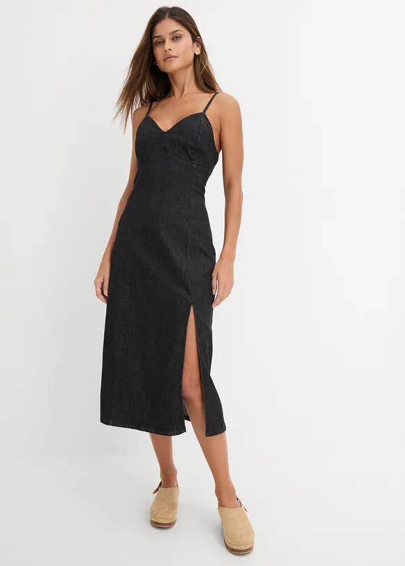 Robe en jean fendue, bonprix