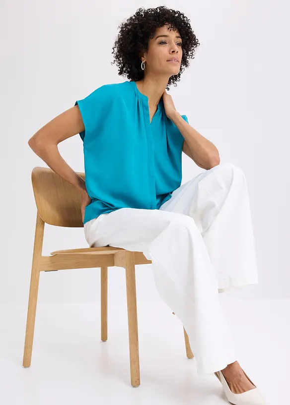 Chemisier manches courtes &agrave; boutonnage invisible, bonprix