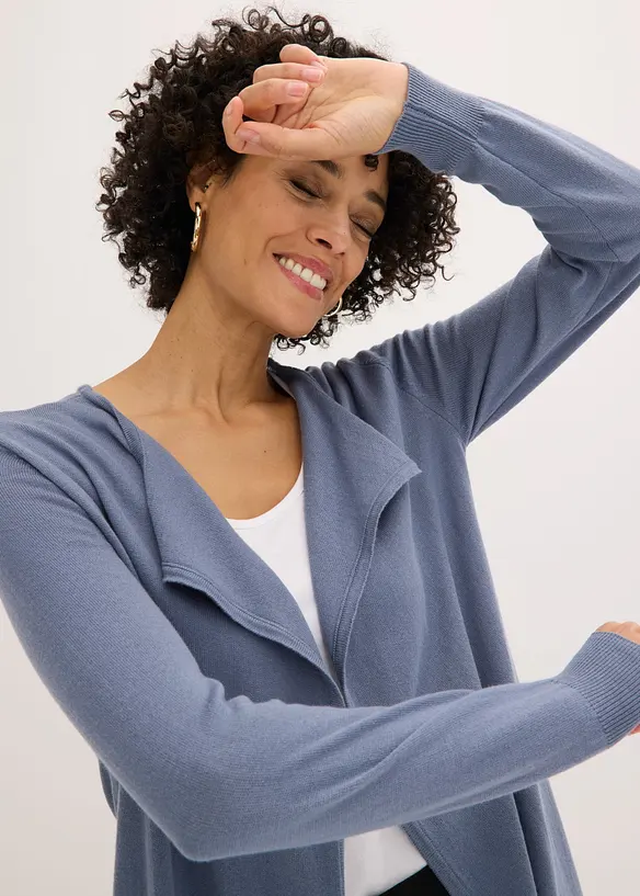 Long gilet en maille de coton m&eacute;lang&eacute;, bonprix