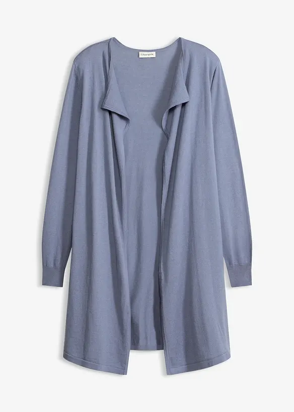 Long gilet en maille de coton m&eacute;lang&eacute;, bonprix