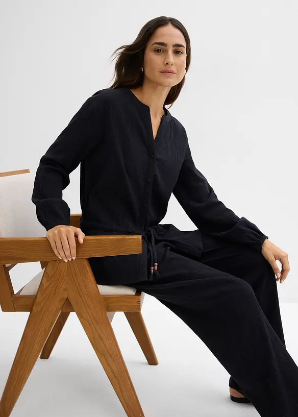 Pantalon large, effet froiss&eacute;, bonprix