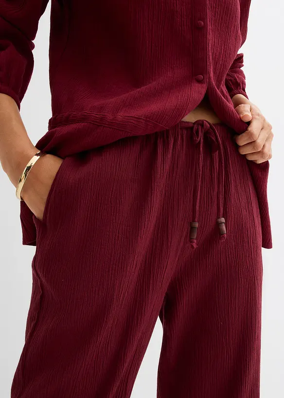 Pantalon large, effet froiss&eacute;, bonprix