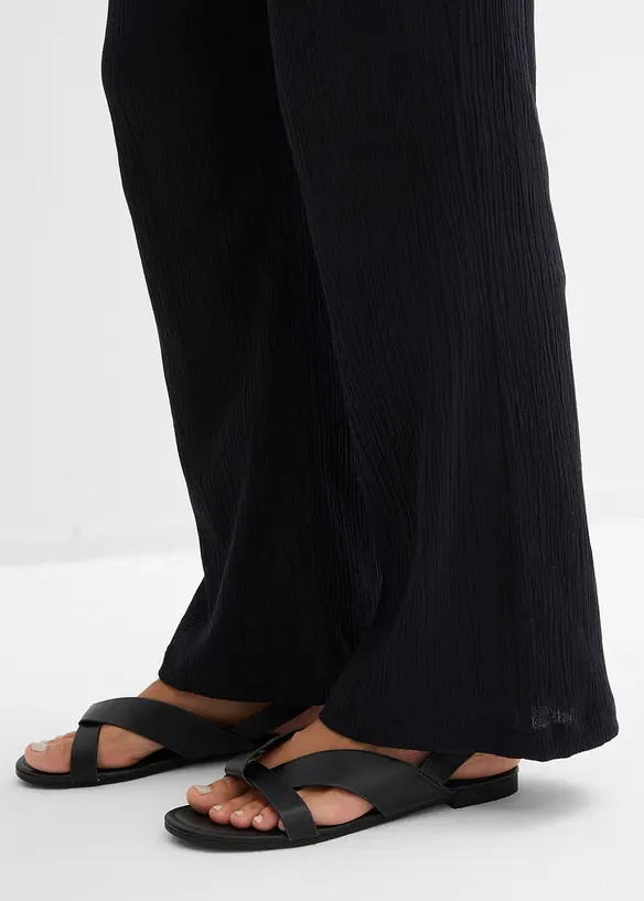 Pantalon large, effet froiss&eacute;, bonprix