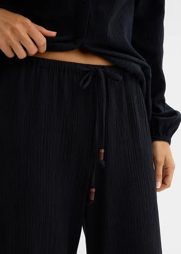 Pantalon large, effet froiss&eacute;, bonprix