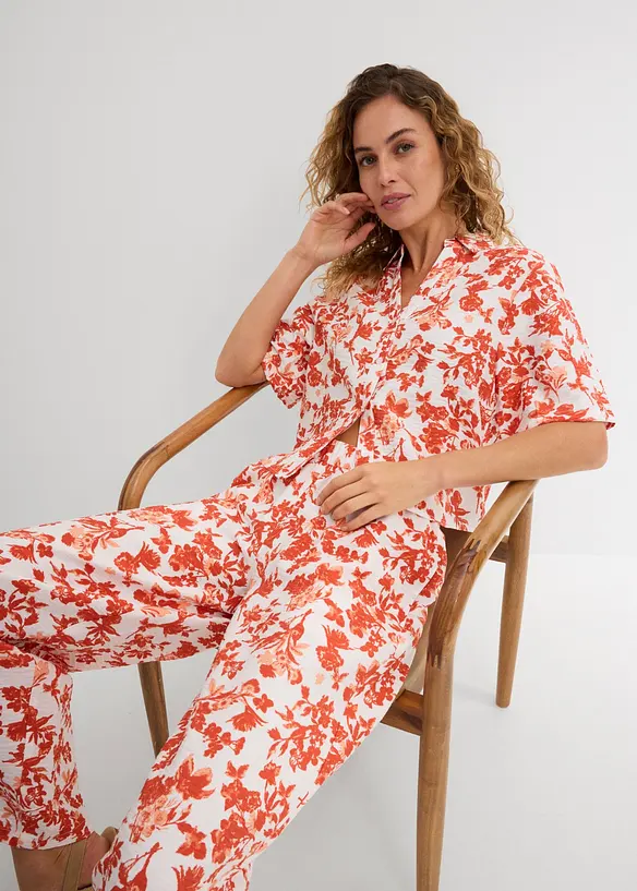 Chemisier manches courtes doux et fluide, bonprix