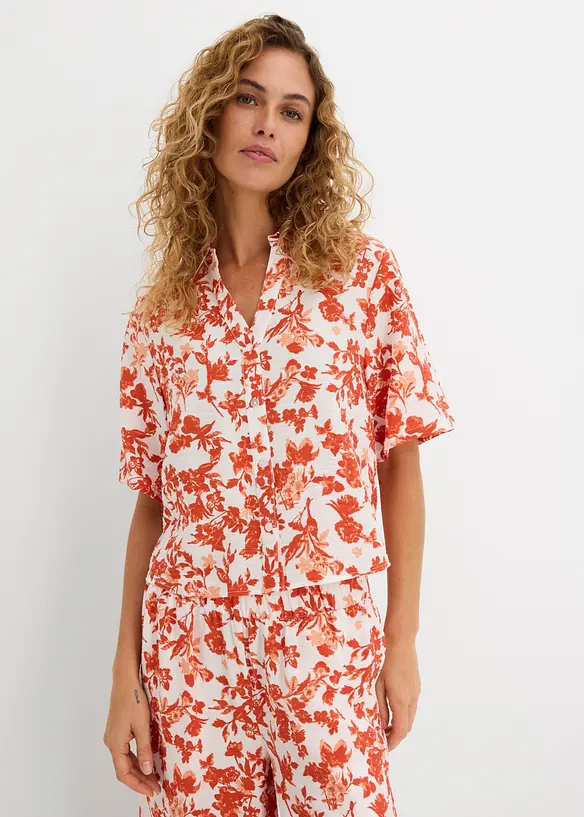 Chemisier manches courtes doux et fluide, bonprix