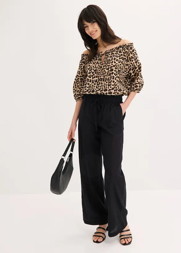 Pantalon palazzo en mati&egrave;re l&eacute;g&egrave;re et a&eacute;rienne, bonprix