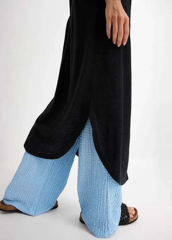 Long gilet en maille aspect lin, bonprix