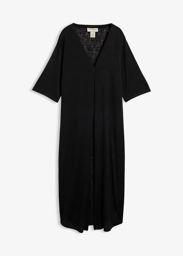 Long gilet en maille aspect lin, bonprix