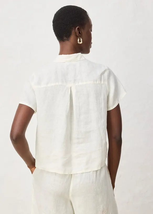 Chemisier manches courtes 100% lin, bonprix