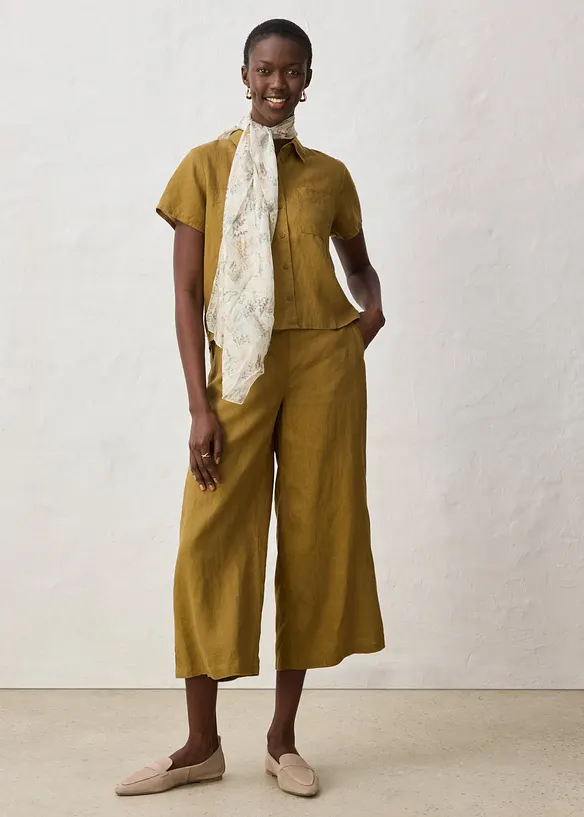 Chemisier manches courtes 100% lin, bonprix