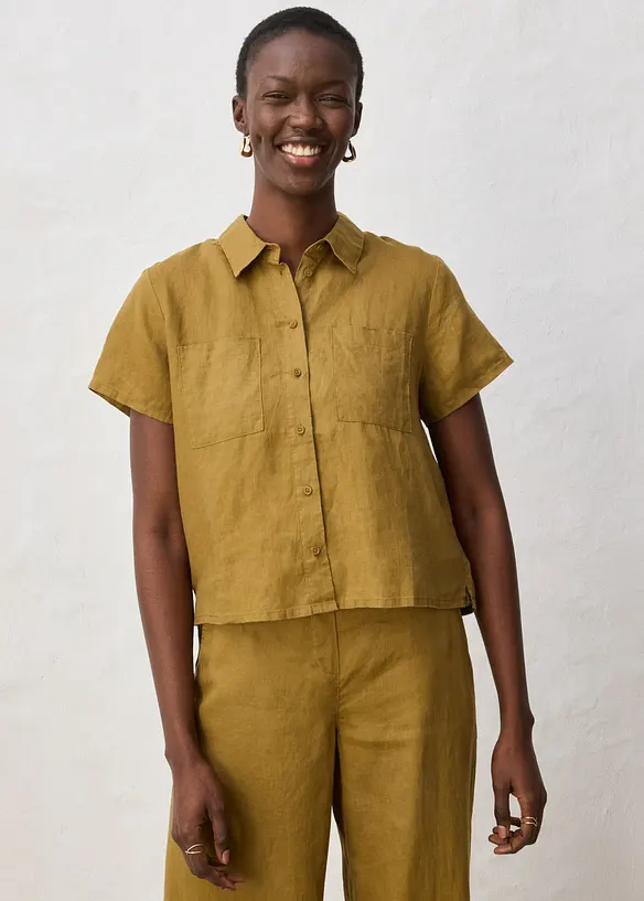 Chemisier manches courtes 100% lin, bonprix