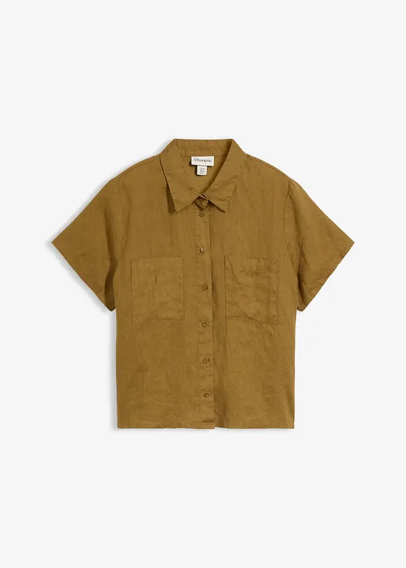 Chemisier manches courtes 100% lin, bonprix