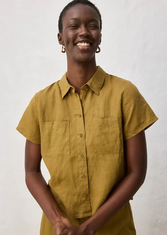 Chemisier manches courtes 100% lin, bonprix