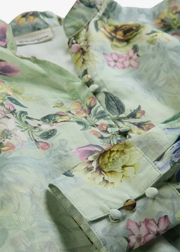 Blouse volant&eacute;e en ramie rafra&icirc;chissante, bonprix