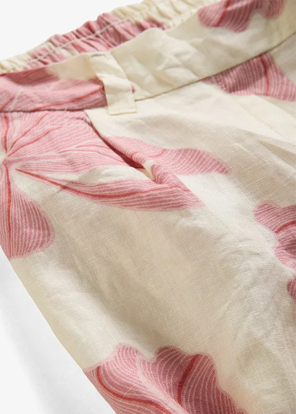 Pantalon large &agrave; pinces 100% lin, bonprix