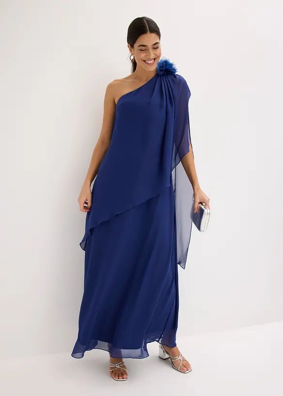 Robe de soir&eacute;e en mousseline avec fleur appliqu&eacute;e, bonprix