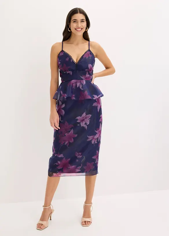 Robe de cocktail en tulle fin avec bordure crochet, bonprix