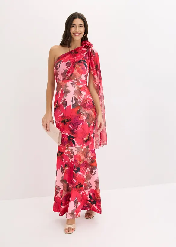 Robe de soir&eacute;e une &eacute;paule avec application de fleur, bonprix