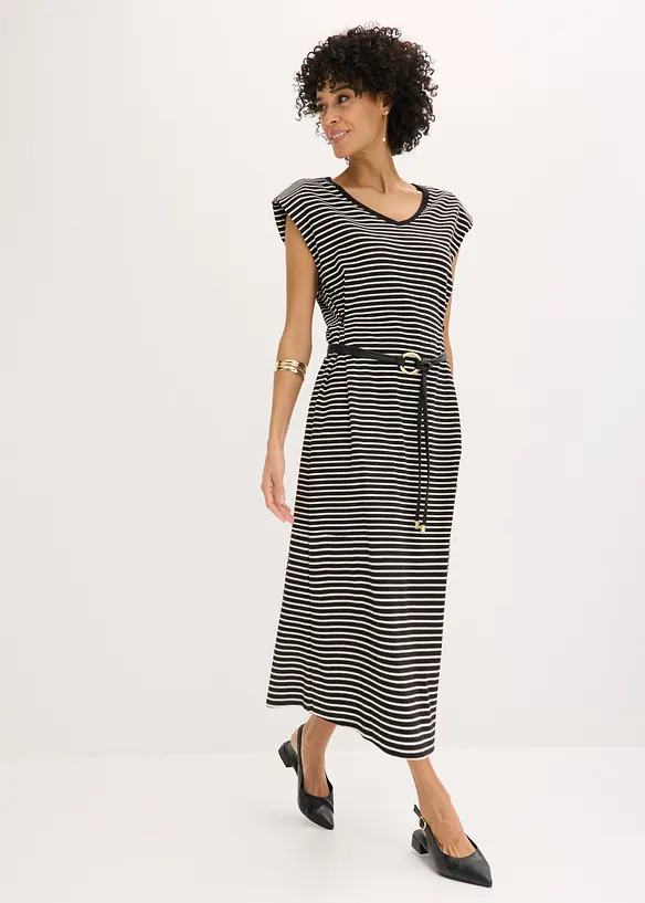 Robe en jersey ray&eacute; &agrave; taille r&eacute;glable, bonprix