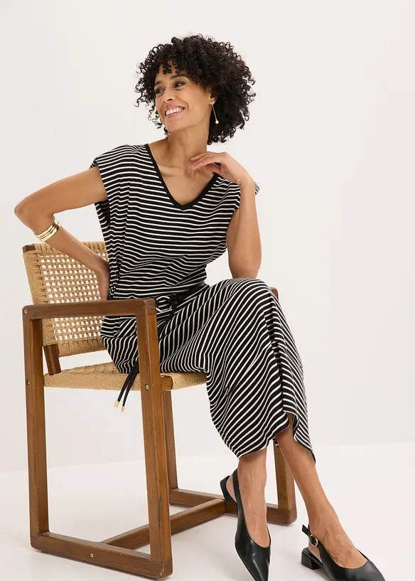 Robe en jersey ray&eacute; &agrave; taille r&eacute;glable, bonprix