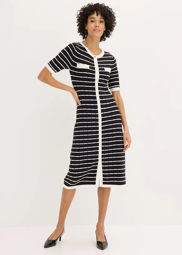 Robe en maille boutonn&eacute;e, bonprix