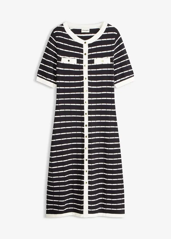 Robe en maille boutonn&eacute;e, bonprix