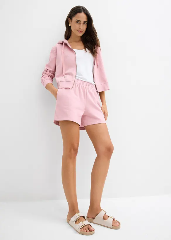 Sweat zipp&eacute; et short sweat (ens. 2&nbsp;pces), bonprix