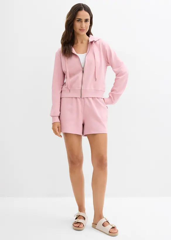 Sweat zipp&eacute; et short sweat (ens. 2&nbsp;pces), bonprix