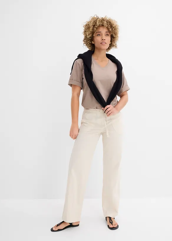 Lot de 2 T-shirts amples en fil flamm&eacute; 100% coton, bonprix