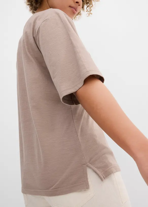 Lot de 2 T-shirts amples en fil flamm&eacute; 100% coton, bonprix