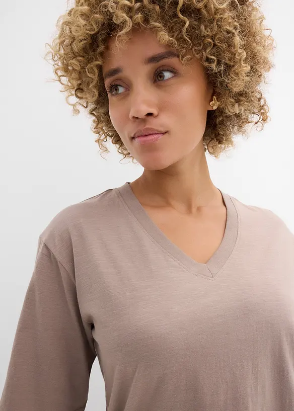 Lot de 2 T-shirts amples en fil flamm&eacute; 100% coton, bonprix