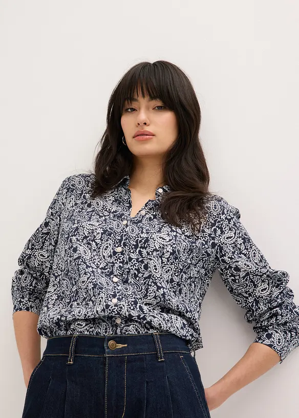 Chemisier en fine viscose m&eacute;lang&eacute;e, bonprix