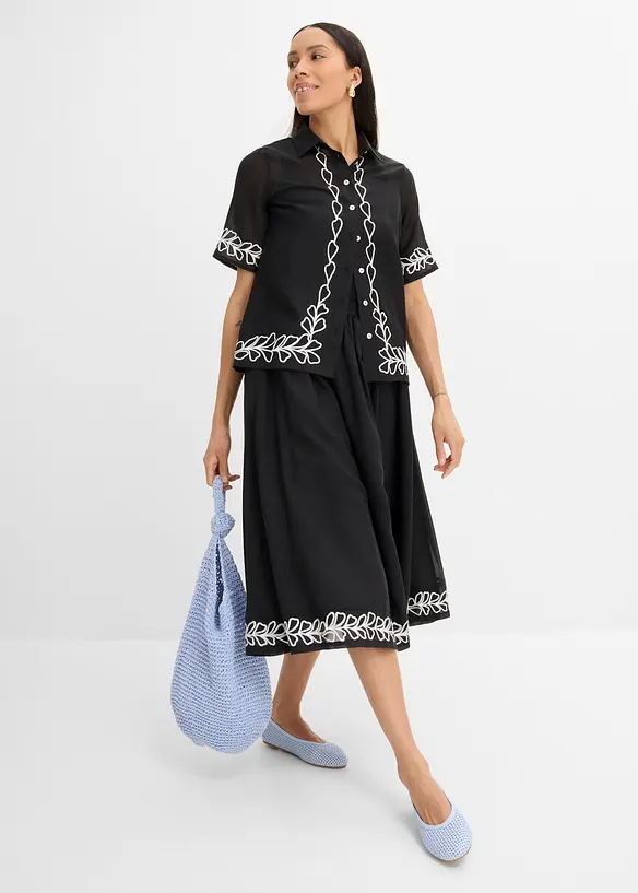 Jupe midi brod&eacute;e, bonprix