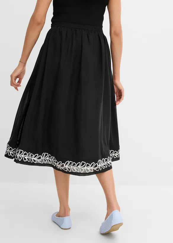 Jupe midi brod&eacute;e, bonprix