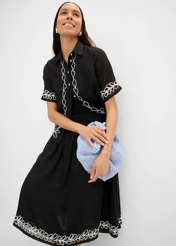 Jupe midi brod&eacute;e, bonprix