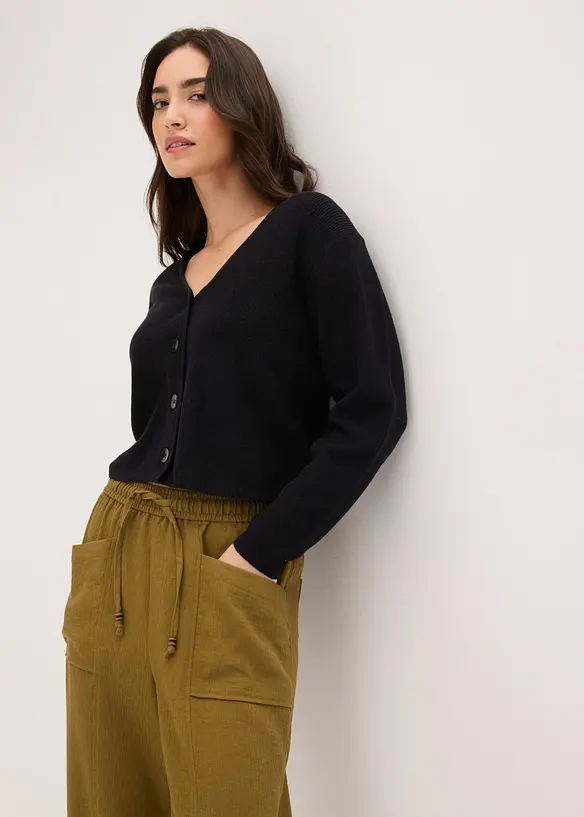 Pantalon large en mati&egrave;re textur&eacute;e, bonprix