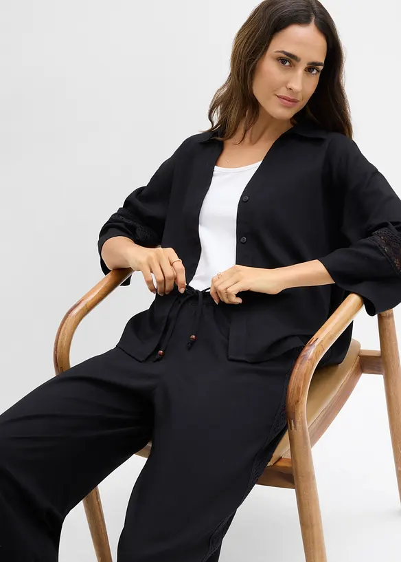 Pantalon large en viscose fluide, bonprix