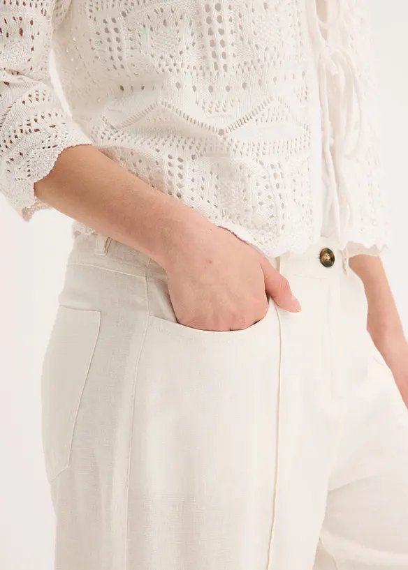 Jupe-culotte l&eacute;g&egrave;re en lin m&eacute;lang&eacute; &agrave; nervures, bonprix