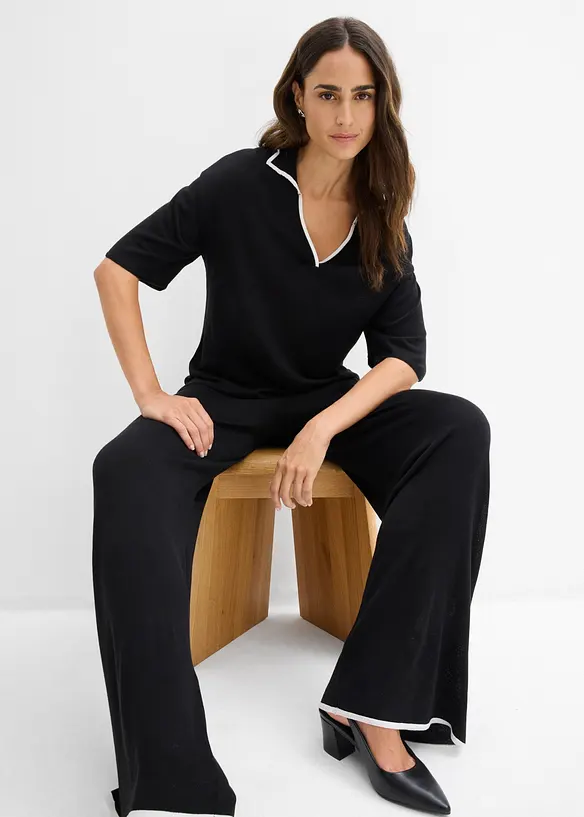 T-shirt polo en maille fine, bonprix