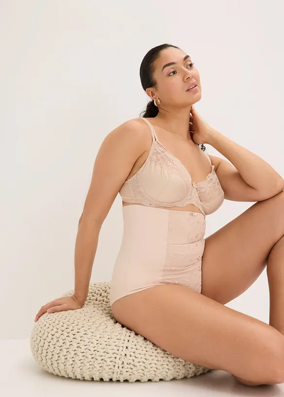 Slip sculptant maintien fort, taille haute, avec broderies, bonprix