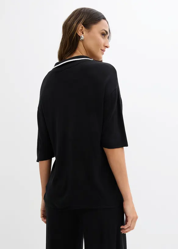 T-shirt polo en maille fine, bonprix