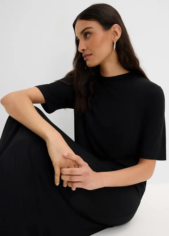 Robe &agrave; base asym&eacute;trique en jersey avec modal, bonprix