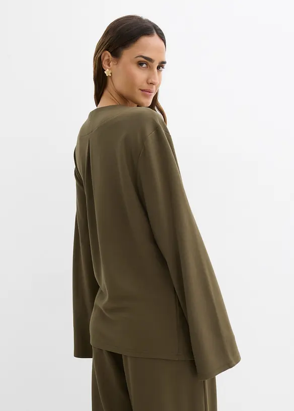 Chemisier en jersey &agrave; nouer sur le c&ocirc;t&eacute;, bonprix