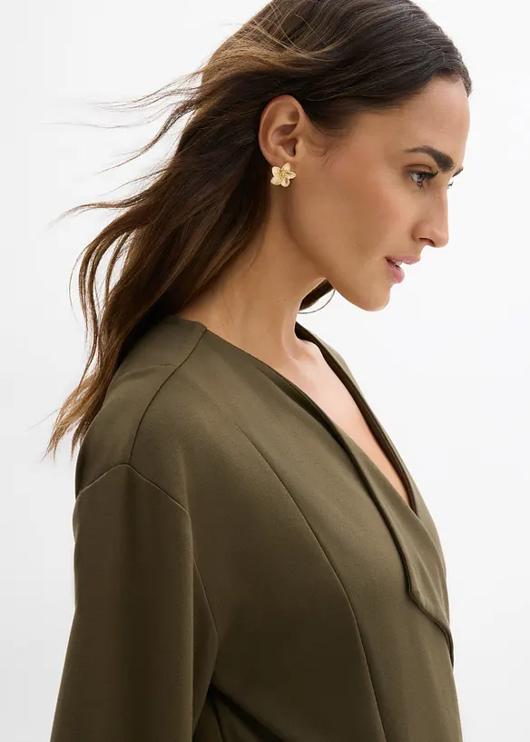 Chemisier en jersey &agrave; nouer sur le c&ocirc;t&eacute;, bonprix