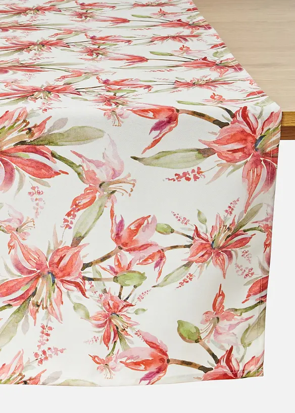 Chemin de table &agrave; imprim&eacute; floral, d&eacute;perlant, bonprix
