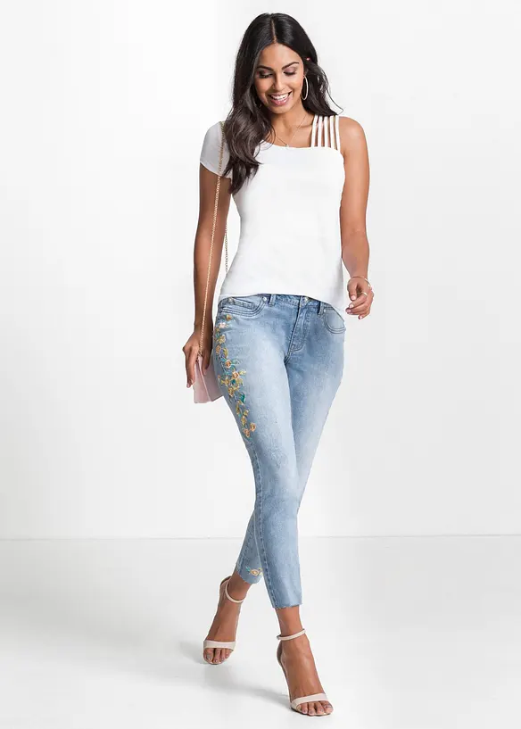 Jean skinny taille mi-haute, cropped, bonprix