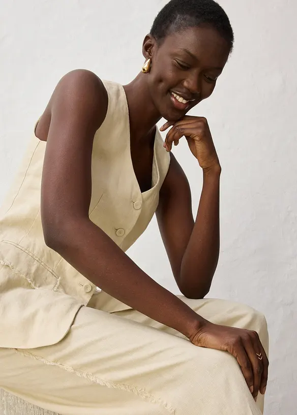 Veste de costume sans manches 100% lin, bonprix