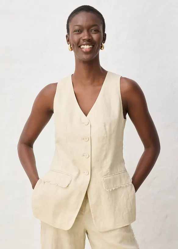 Veste de costume sans manches 100% lin, bonprix